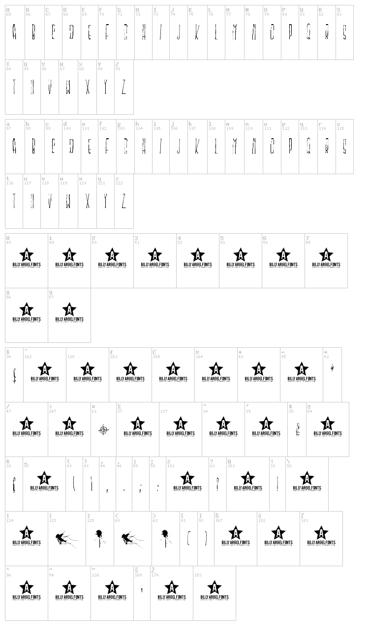 Mskitokilla font map